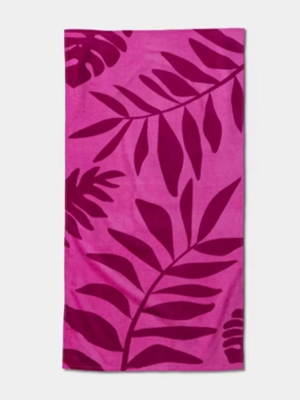 Sun Squad Pink Leaf Print Beach Towel